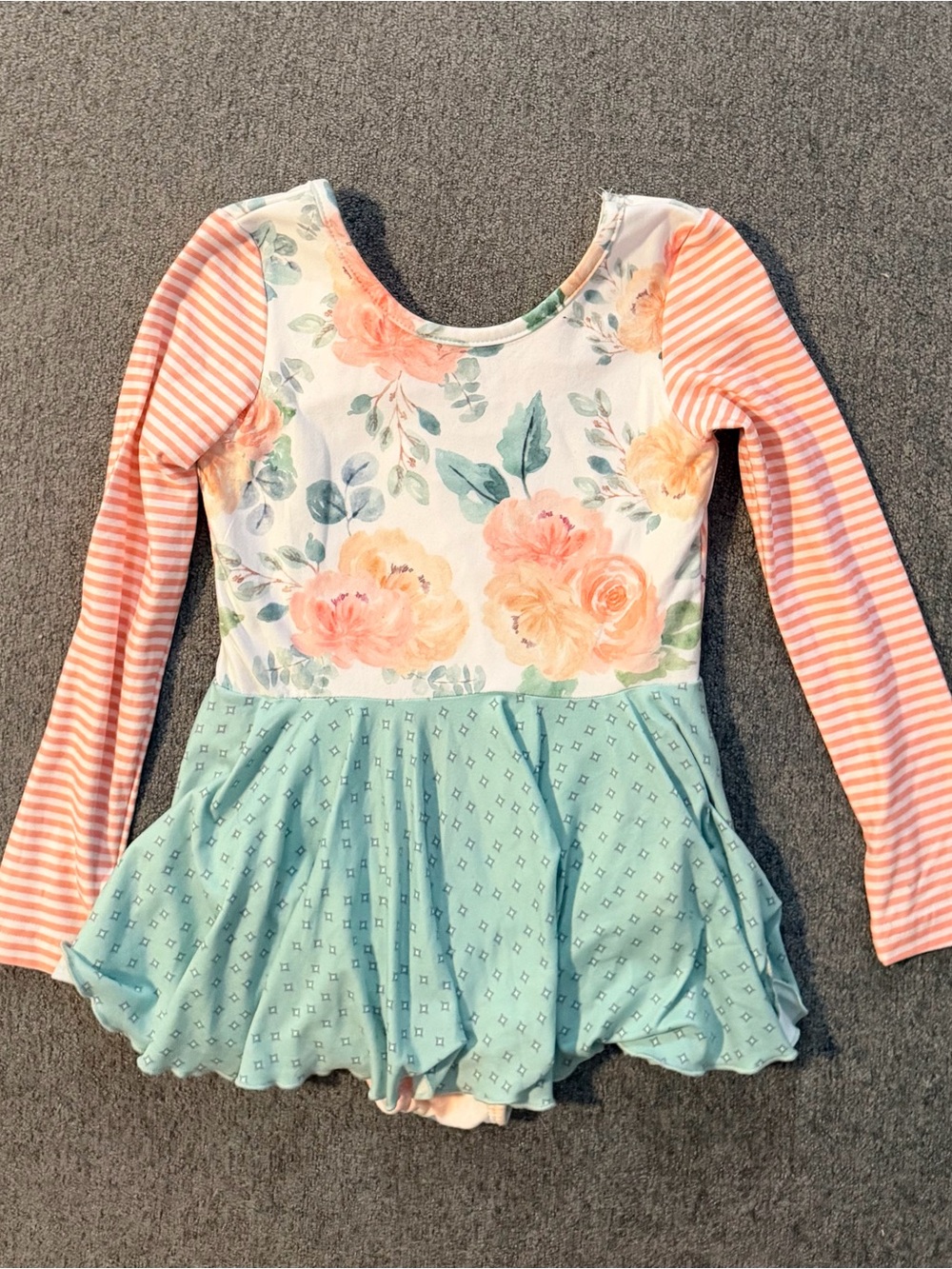 Peachy Keen Cheeky Plum Coral Floral Long-Sleeve Skirted Leotard